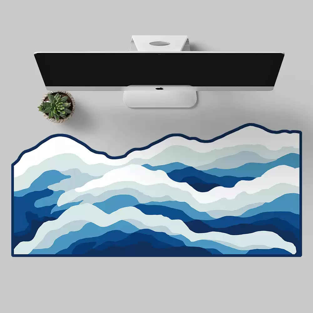 FBB - Wave-Shaped Oversized Mouse Pad – Blue & White - Image 3