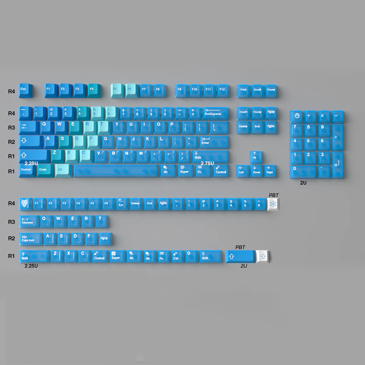 Gradient - 149 PBT Sublimation & PC Transparent Hybrid Keycaps - Image 8