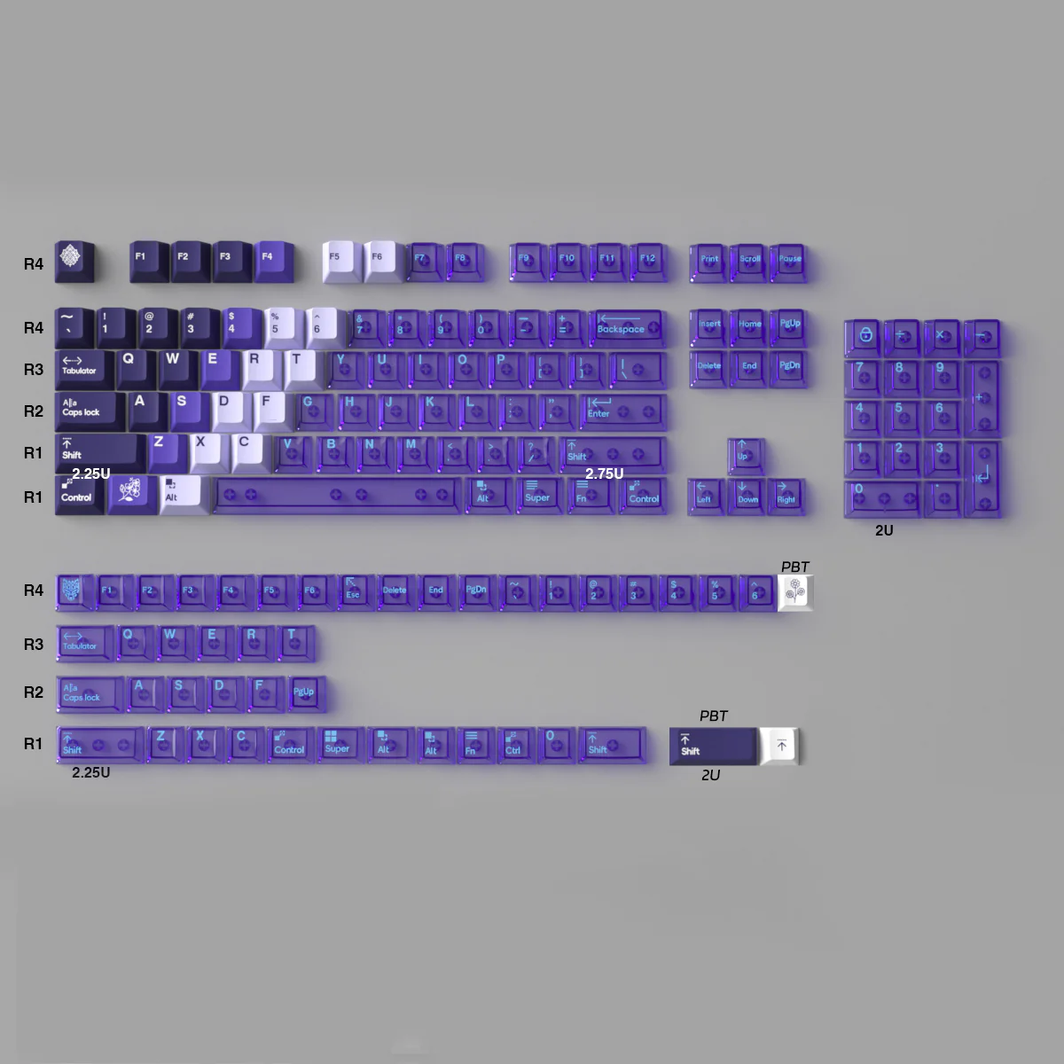 Gradient - 149 PBT Sublimation & PC Transparent Hybrid Keycaps - Image 9