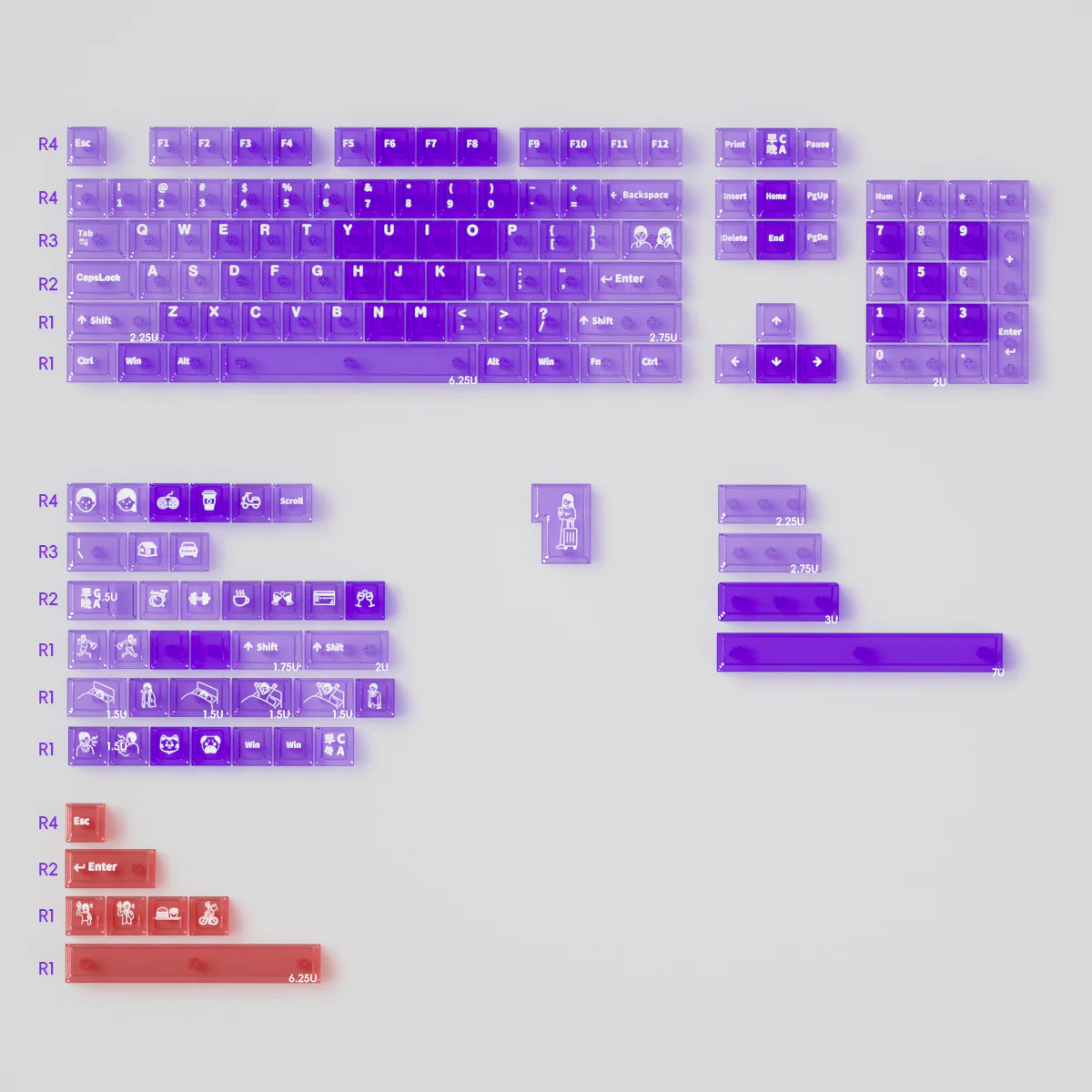Morning C / Night A Fog-Through - 150 PC ISO/ANSI Keycap Set - Image 7