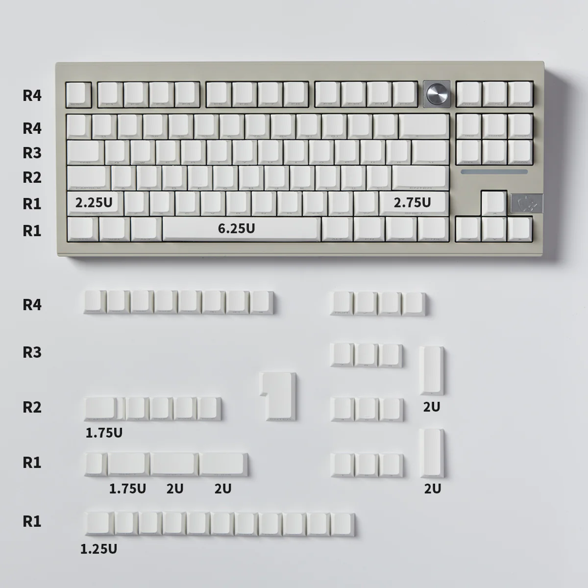 White & Black - 131-Key ISO/ANSI PBT Side-Engraved Keycap Set - Image 10