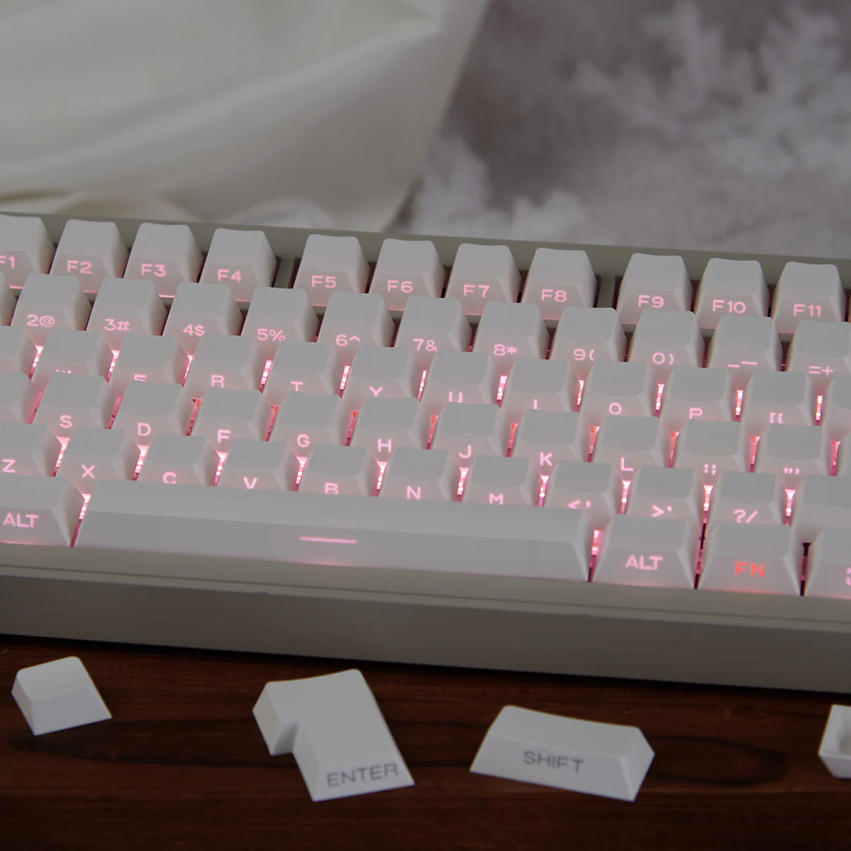 White & Black - 131-Key ISO/ANSI PBT Side-Engraved Keycap Set - Image 3